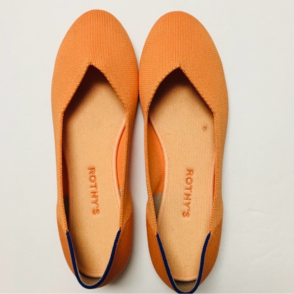 Rothy’s The Ballet Flat Round Toe 8.5 Orange Comfort Walking Machine Washable